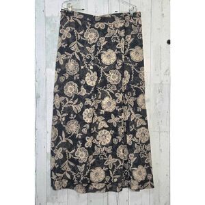 VTG 90s Geiger Collection Sheer Navy Paisley Floral Wrap Skirt Sz. 42 / est. L